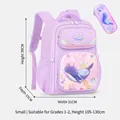 Purple ergonomic school bag with cartoon whale pattern for girls grades 1 to 2 - Small Purple Whale + Pencil Case