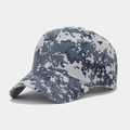 Detail view of grey-blue digital camo baseball cap showing fabric texture and ventilation eyelets - Adjustable / Navy Blue Digital Camouflage
