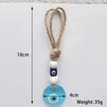 Handmade Turkish Evil Eye star pendant with light blue glass and 18cm macrame rope - Light Blue Transparent Circle