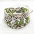 Elastic wide headband for women featuring a bohemian pineapple print on white fabric - 69