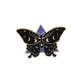 Broche papillon émaillée lumineuse avec lune et étoiles sur triangle violet - Papillon Lune Étoile Noir (XZ3416)
