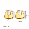 Pendientes de aro de acero inoxidable bañados en oro de 18k con medidas y peso exactos - Estilo Geométrico en Forma de U Dorado (EKR11-G)