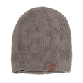 Dettaglio di un berretto di maglia marrone invernale con motivo a quadri testurizzato - M (56-58cm) / Kaki