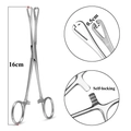 Silberne 16 cm Piercing-Zange mit 0,5 cm selbstsperrender Klemme für den Profibedarf - Gebogene dreieckige offene Zange 0,5 cm