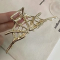 Golden metal spider web hair claw clip with a polished finish for Halloween hair styling - 16# Gold Spider Web