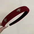 Diadema de terciopelo burdeos con abejas doradas y diseño elegante de copa alta - Burdeos