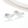 Pendientes de corazón con alas de acero inoxidable plateado pulido estilo minimalista - Color Acero