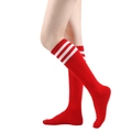 Close-up of red and white striped knee-high socks for a classic academy style JK look - One Size / Red/White Stripes