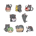 Set of 8 cute cartoon cat embroidery patches featuring grey striped and black white kittens - Cat Series 8pcs Set
