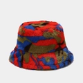 Plush faux fur bucket hat featuring a vibrant multi-color camouflage pattern for winter - M (56-58cm) / Style 5