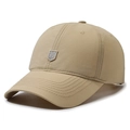 Men's khaki baseball cap with a silver shield H logo and breathable eyelets - Adjustable / Khaki