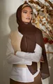 Detail shot of a brown 75D pearl chiffon hijab showing soft drape and lightweight texture - 175*75cm / Coffee