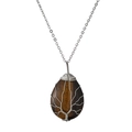 Pendente goccia in occhio di tigre con albero della vita su collana in argento - Marrone (NSN00407 Occhio di Tigre)