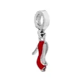 Close-up of red high heel pendant charm with silver finish for DIY charm bracelets - 07-Red High Heels