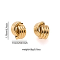 Minimalist golden titanium steel earrings with woven knot design in geometric C-shape style - Gold Multi-Layer Wrap (BJGE0744)