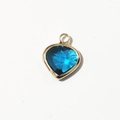 Dark blue heart-shaped birthstone charm with gold plated metal frame for DIY jewelry - Gold-December