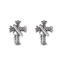 Orecchini a croce gotici in argento vintage con strass e uno stile retrò distintivo - Argento Antico (2197)