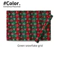 Set de table de Noël avec motif de grille à flocons verts et design festif - 40*40cm (Serviette) / Carreaux de Flocon de Neige Vert