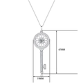 Collier avec pendentif clé en argent 925 serti de moissanite, hauteur de 47 mm - 40cm+5cm / Style Forme de Clé Classique (P11149)