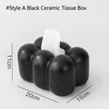 Boîte à mouchoirs en céramique noire avec design bulles pour une déco minimaliste - Boîte à Mouchoirs Nuage Guimauve 2116A - Noir Mat