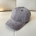 Detail of vintage washed grey cotton baseball cap with reinforced stitching and eyelets - 54cm 4-10 Years / Coffee