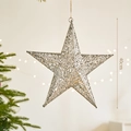 Glistening 40cm silver star Christmas ornament for hanging holiday decorations - 40CM / Silver