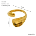 Unregelmäßiger stromlinienförmiger Ring aus 18k vergoldetem Edelstahl mit offenem Design - Einstellbar Offen / Gold