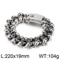 Bracciale gotico con maglie a teschio in argento e chiusura a fibbia, 220x19mm - 220mm x 19mm / Acciaio (KB78434-BD)