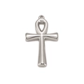 Ciondolo a croce Ankh in acciaio inossidabile argento lucido per gioielli DIY - Argento