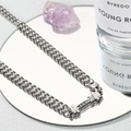 Zilveren Cubaanse schakelketting met halter en Keep Going-gravure op een spiegel - PG0551 Halterschijf Ketting 50CM / Zilver