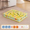 Interactive cat puzzle maze with colorful bell balls and yellow-blue cutout toy box - Includes 6 Bell Balls + Decorative Stickers / 6-Ball Upgrade Version