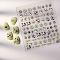Detail of 5D panda nail stickers featuring bamboo and traditional Chinese greeting symbols - Panda Lucky Symbols Style (FEB-736)