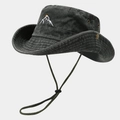 Cappello da sole in cotone lavato grigio scuro con ricamo e cordino antivento fisso - M (56-58cm) / Verde Militare