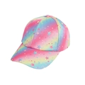 Regenbogenfarbene Baseballkappe für Mädchen mit violetten Sternen und gebogenem Schirm - Bunter Stern