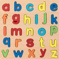 Colorful wooden alphabet puzzle for toddlers featuring 26 lowercase letters for early learning - Lowercase Alphabet Board