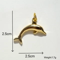Polished golden dolphin pendant charm for DIY jewelry bracelets with 2.5cm dimensions - Golden Dolphin Metal Pendant
