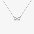 Collana infinito in argento da donna con zirconi bianchi scintillanti dal design unico - Argento