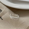 Minimalist silver adjustable ring with continuous heart pattern on soft fabric - Heart Pattern Adjustable Ring (J4192)