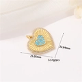 Golden heart pendant with turquoise inlay and micro-pave zircons, size 25x23mm - Turquoise Color Heart (H-11640)