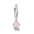 Silver astronaut hoop earring with pink helmet and small zircon details for women - Silver Astronaut