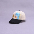 Kinder-Baseballkappe in Beige und Schwarz mit niedlicher blauer Dino-Stickerei - Kinder 2-5 Jahre / Beige/Schwarz