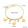 Detailed specs of gold butterfly bracelet in stainless steel with crystal accents - Gold Butterfly Crystal Decor Bracelet