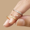 Drei S925 Sterling Silber Opal Ringe in Silber, Roségold und Gold Plattierung - US 6 / Weißgold