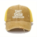 Casquette trucker vintage avec slogan Shit Show Supervisor en jaune et marron - Jaune
