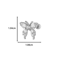 Silver butterfly cartilage earring with clear zircons, size 1.04cm by 1.08cm - Pave Butterfly Style (11# Silver)