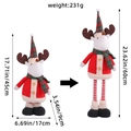 Telescopic Christmas reindeer plush doll with adjustable height from 45cm to 60cm - Red Green Plaid Reindeer / Bright Red Knit