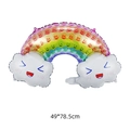 Rainbow cloud foil balloon with smiling face and colorful floral fringe patterns - Rose Cloud