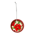 Ornamento natalizio glitterato rosso con motivo a stella di Natale e cordino argento - Poinsettia