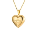 Ciondolo a cuore dorato apribile con incisione I Love You in acciaio inossidabile lucido - Stile Cuore I Love You N. 11 (MS-528L) / Oro