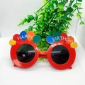 Red birthday party glasses with colorful balloon shapes and Happy Birthday text - Red Balloon Birthday Glasses